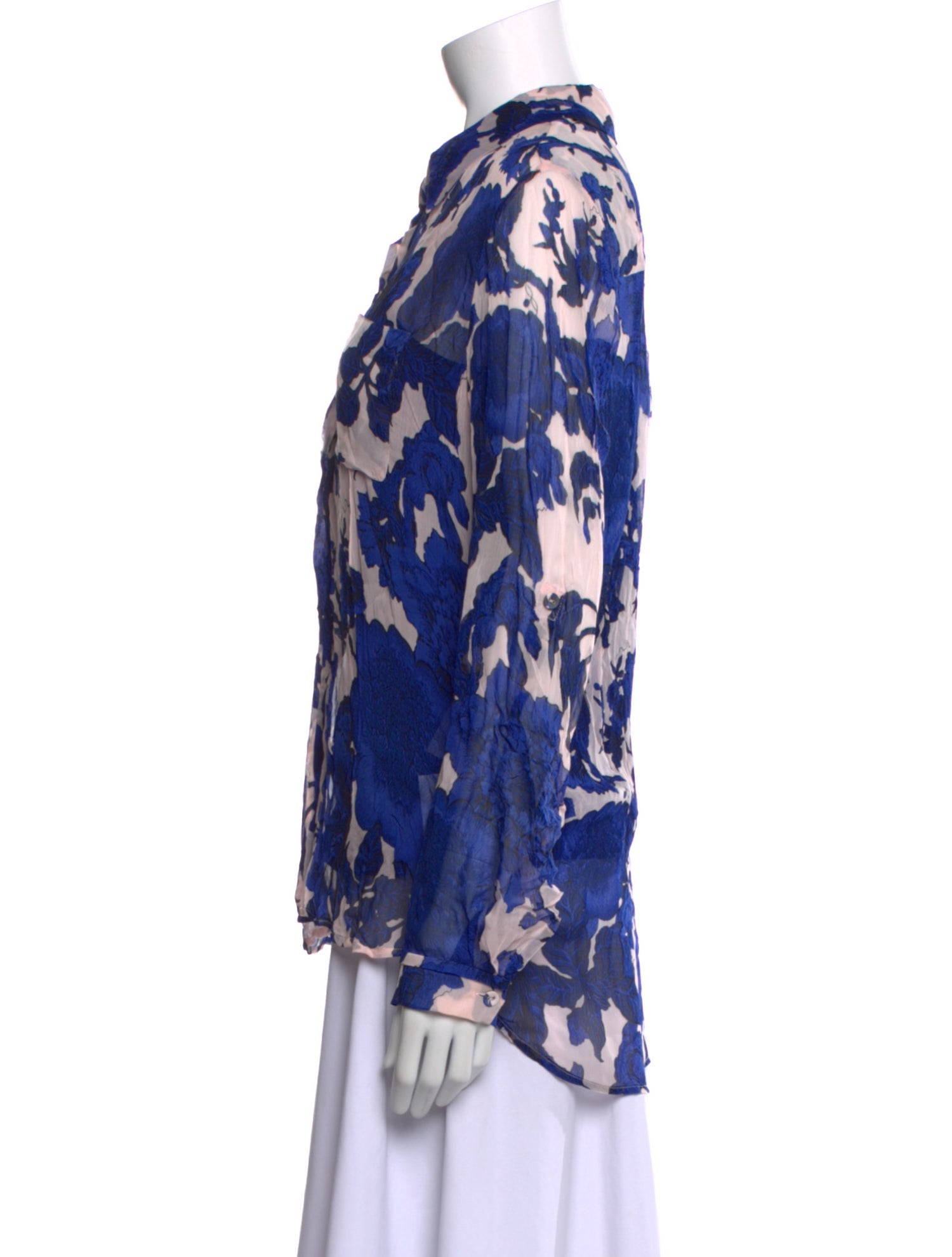 Diane von Furstenberg Floral Print Long Sleeve Button-Up Top