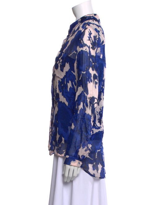 Diane von Furstenberg Floral Print Long Sleeve Button-Up Top