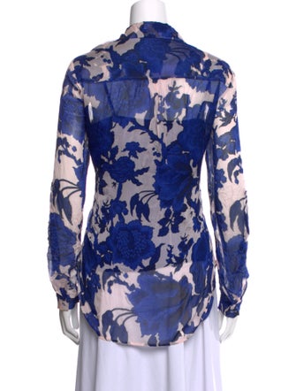 Diane von Furstenberg Floral Print Long Sleeve Button-Up Top