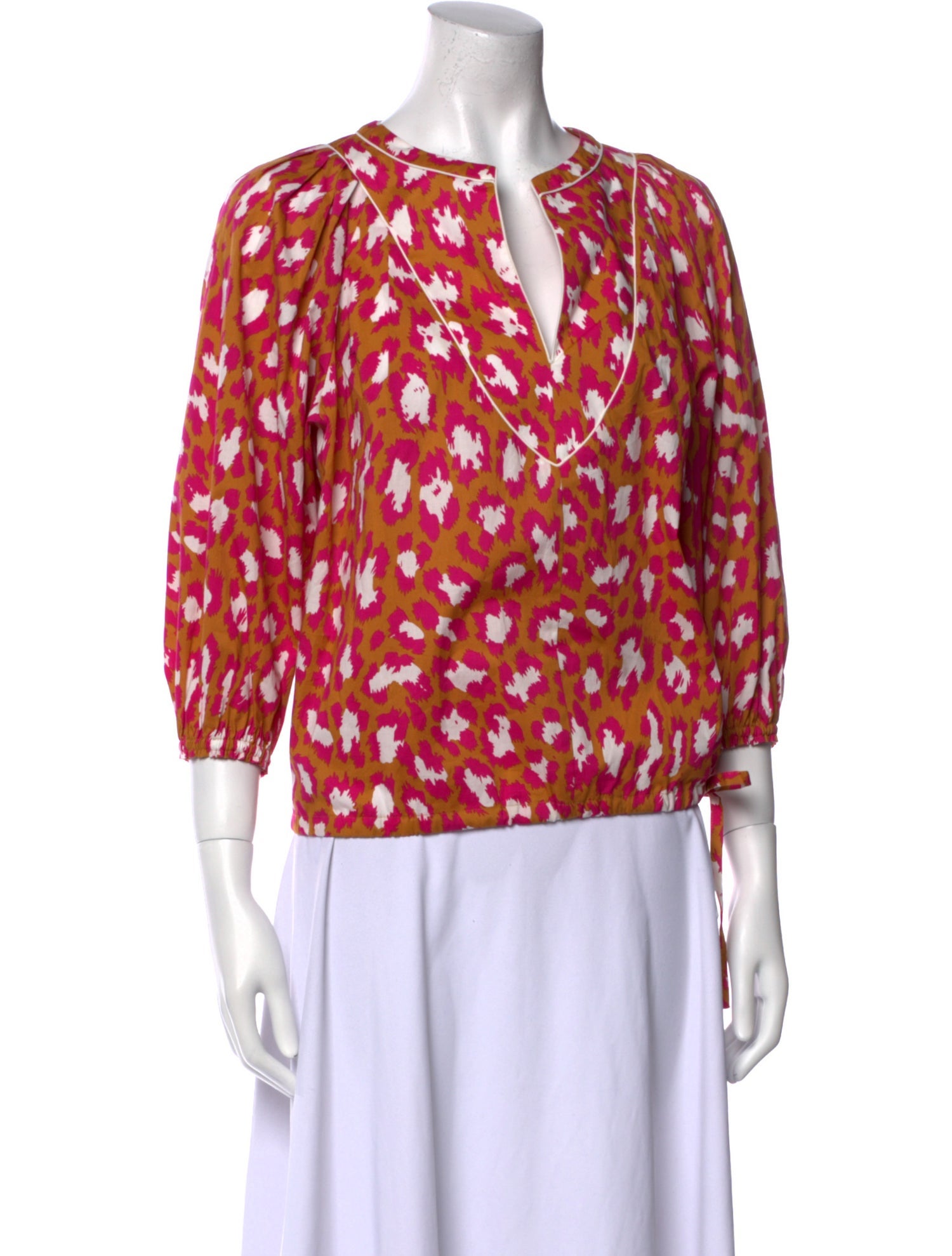 Diane von Furstenberg Printed V-Neck Blouse w/ Tags
