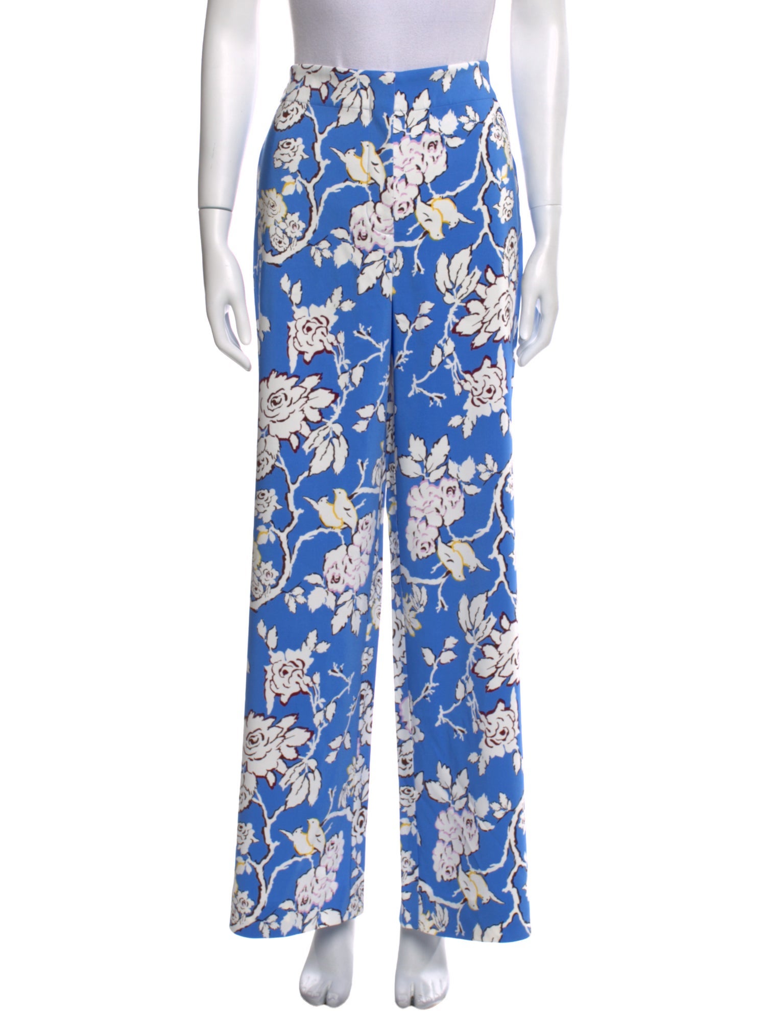 Diane von Furstenberg Floral Print Wide Leg Pants