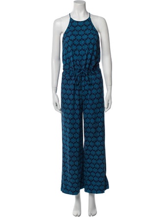 Diane von Furstenberg Printed Crew Neck Jumpsuit