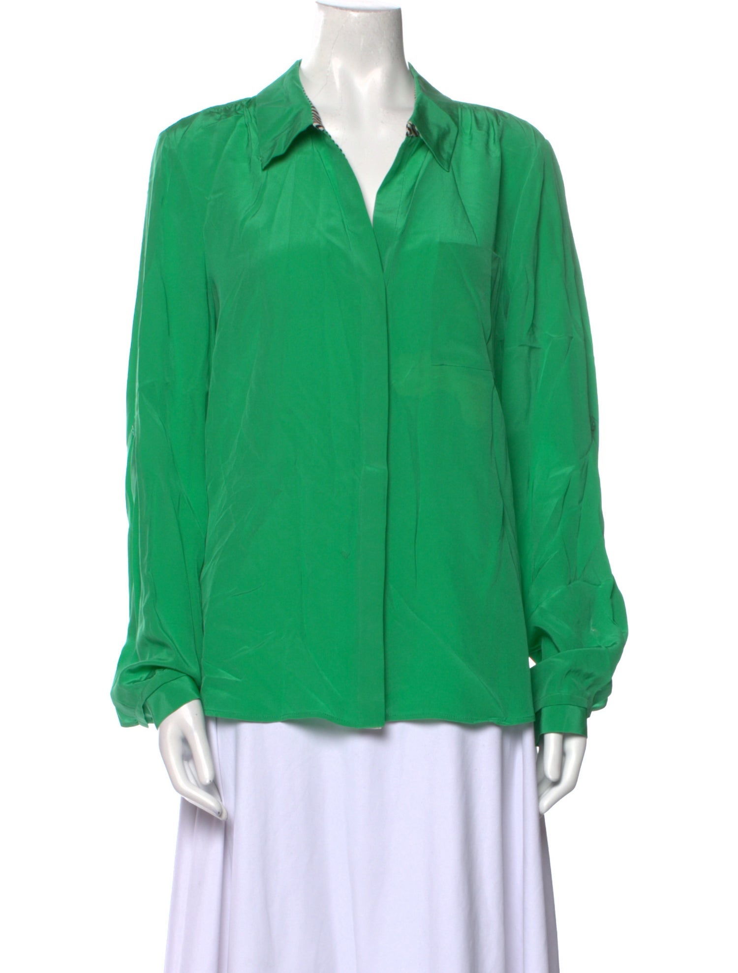 Diane von Furstenberg Silk V-Neck Button-Up Top
