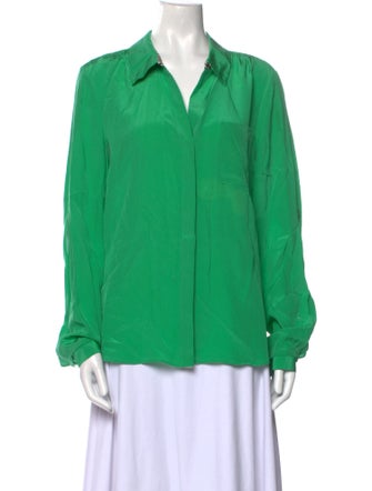 Diane von Furstenberg Silk V-Neck Button-Up Top
