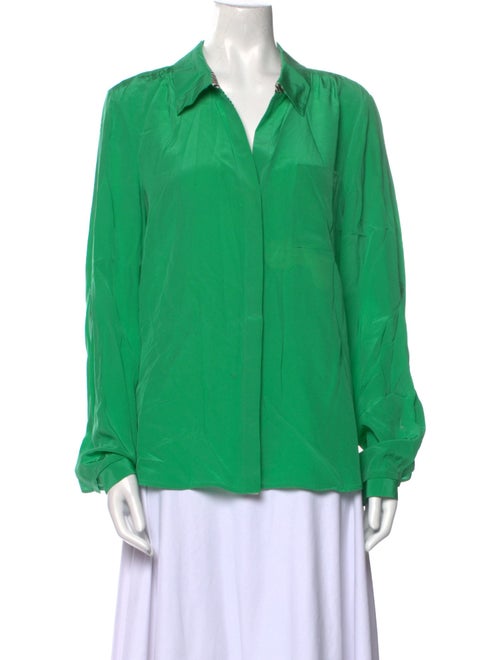 Diane von Furstenberg Silk V-Neck Button-Up Top