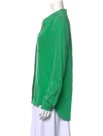 Diane von Furstenberg Silk V-Neck Button-Up Top