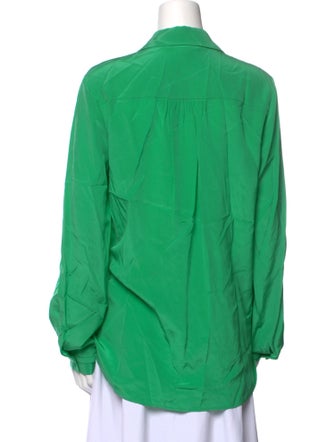 Diane von Furstenberg Silk V-Neck Button-Up Top