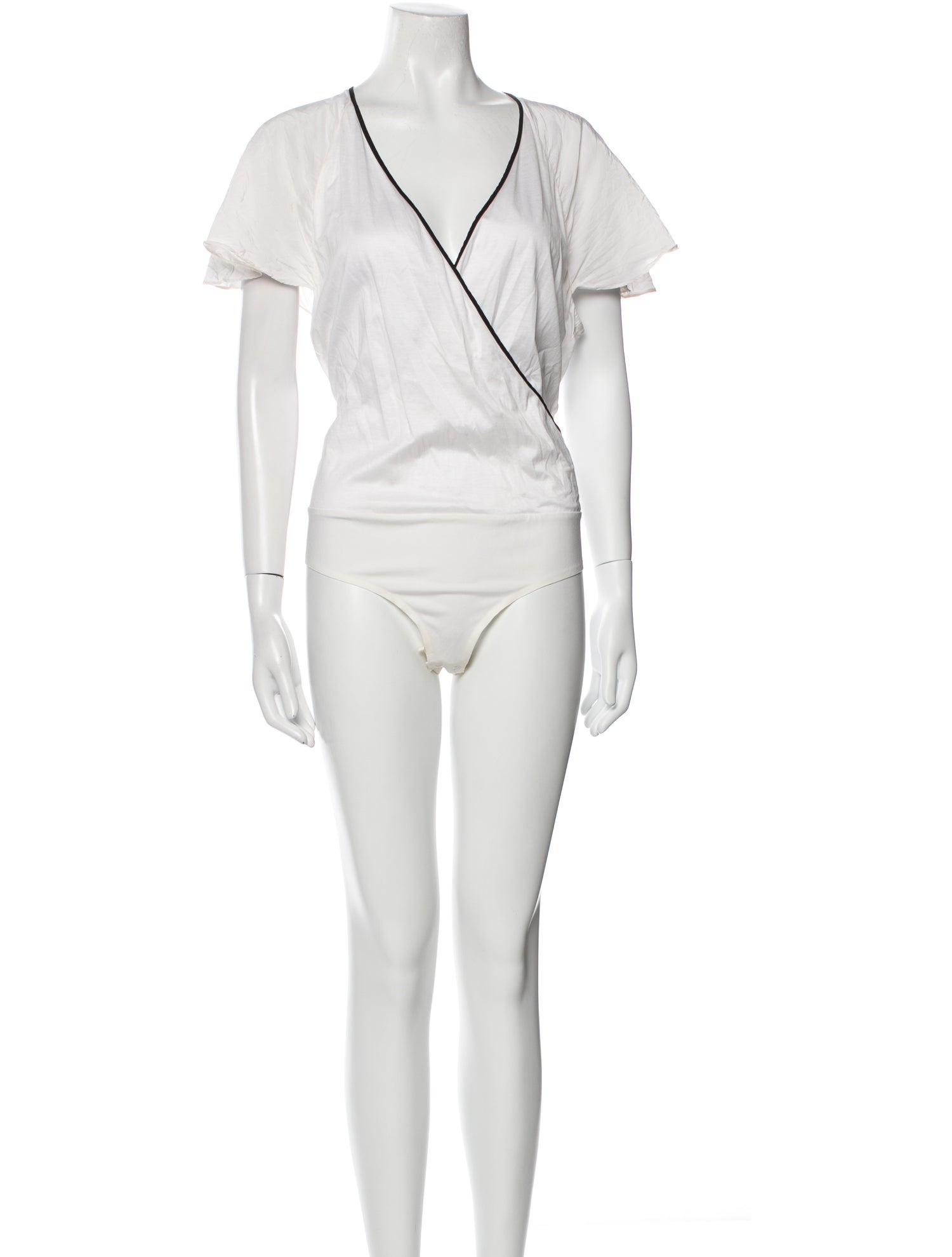 Diane von Furstenberg V-Neck Short Sleeve Bodysuit