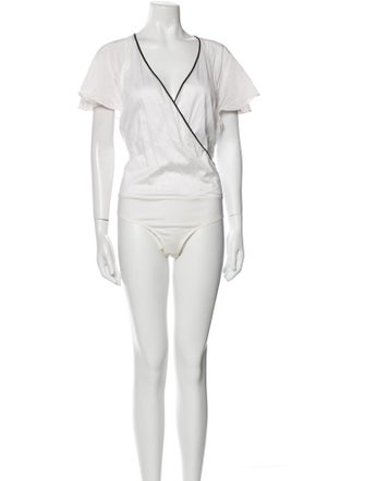 Diane von Furstenberg V-Neck Short Sleeve Bodysuit