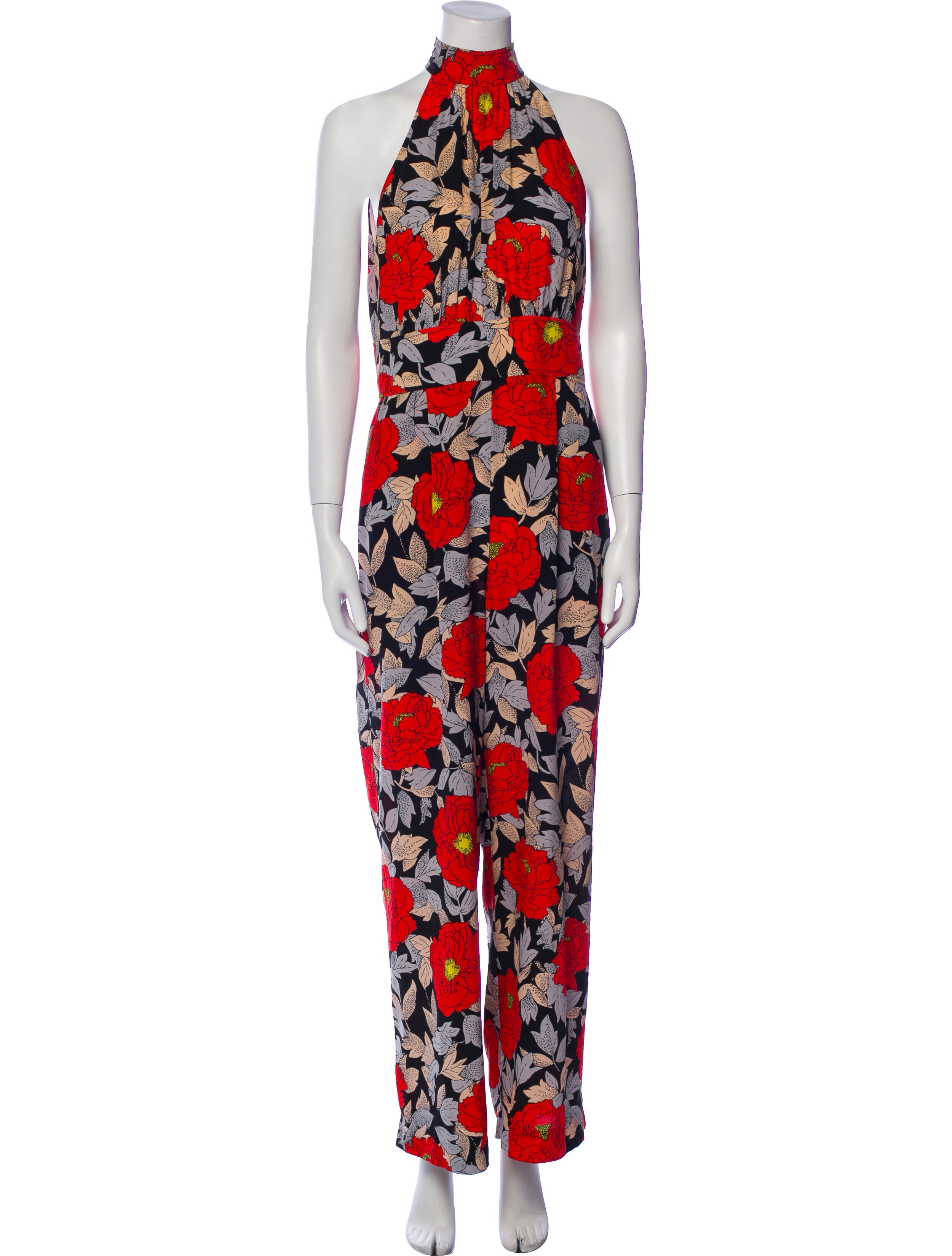 Diane von Furstenberg Silk Floral Print Jumpsuit