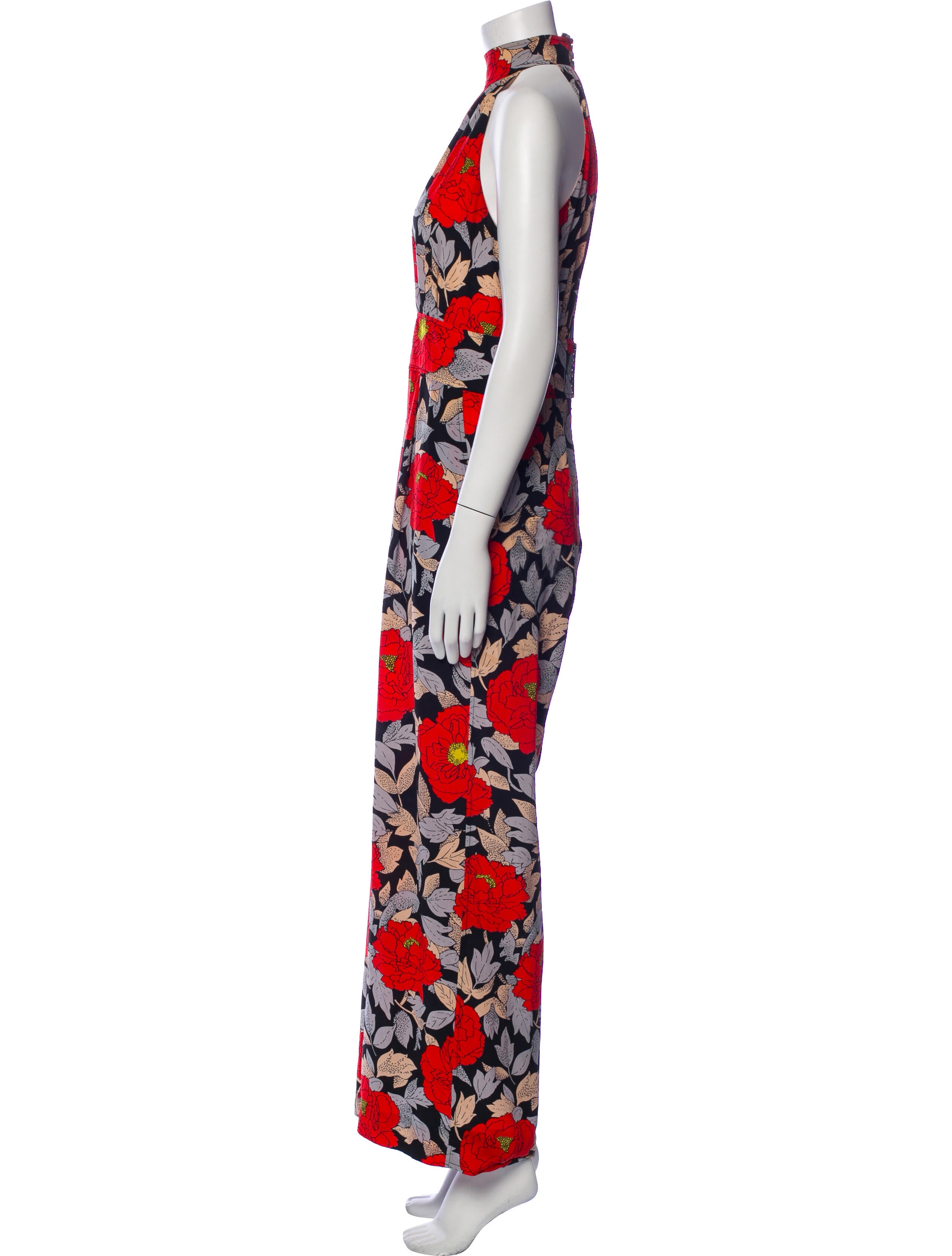 Diane von Furstenberg Silk Floral Print Jumpsuit