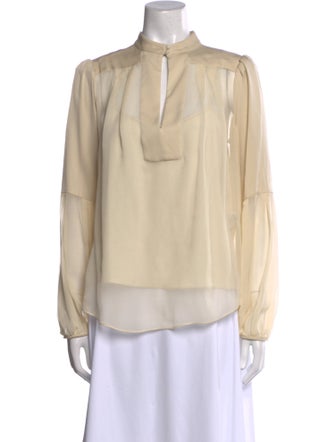 Diane von Furstenberg Mock Neck Long Sleeve Blouse