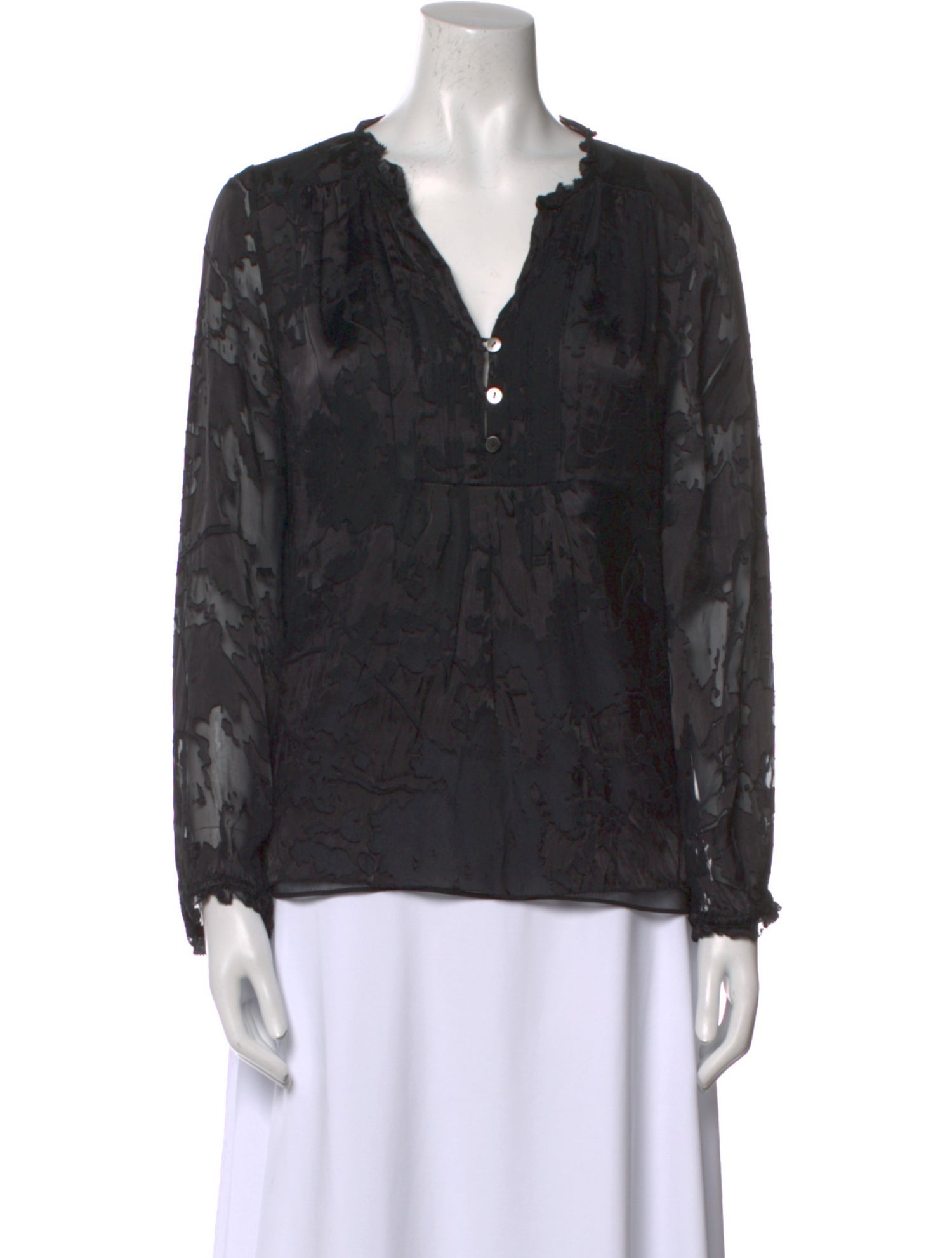 Diane von Furstenberg V-Neck Long Sleeve Blouse