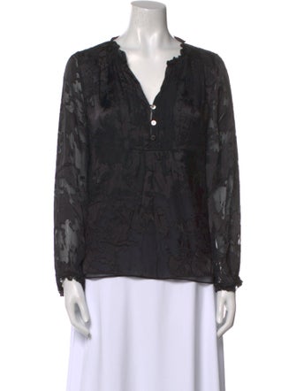 Diane von Furstenberg V-Neck Long Sleeve Blouse