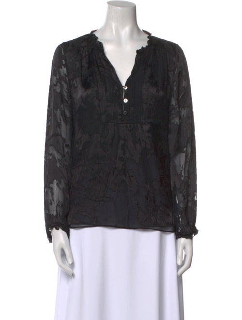 Diane von Furstenberg V-Neck Long Sleeve Blouse