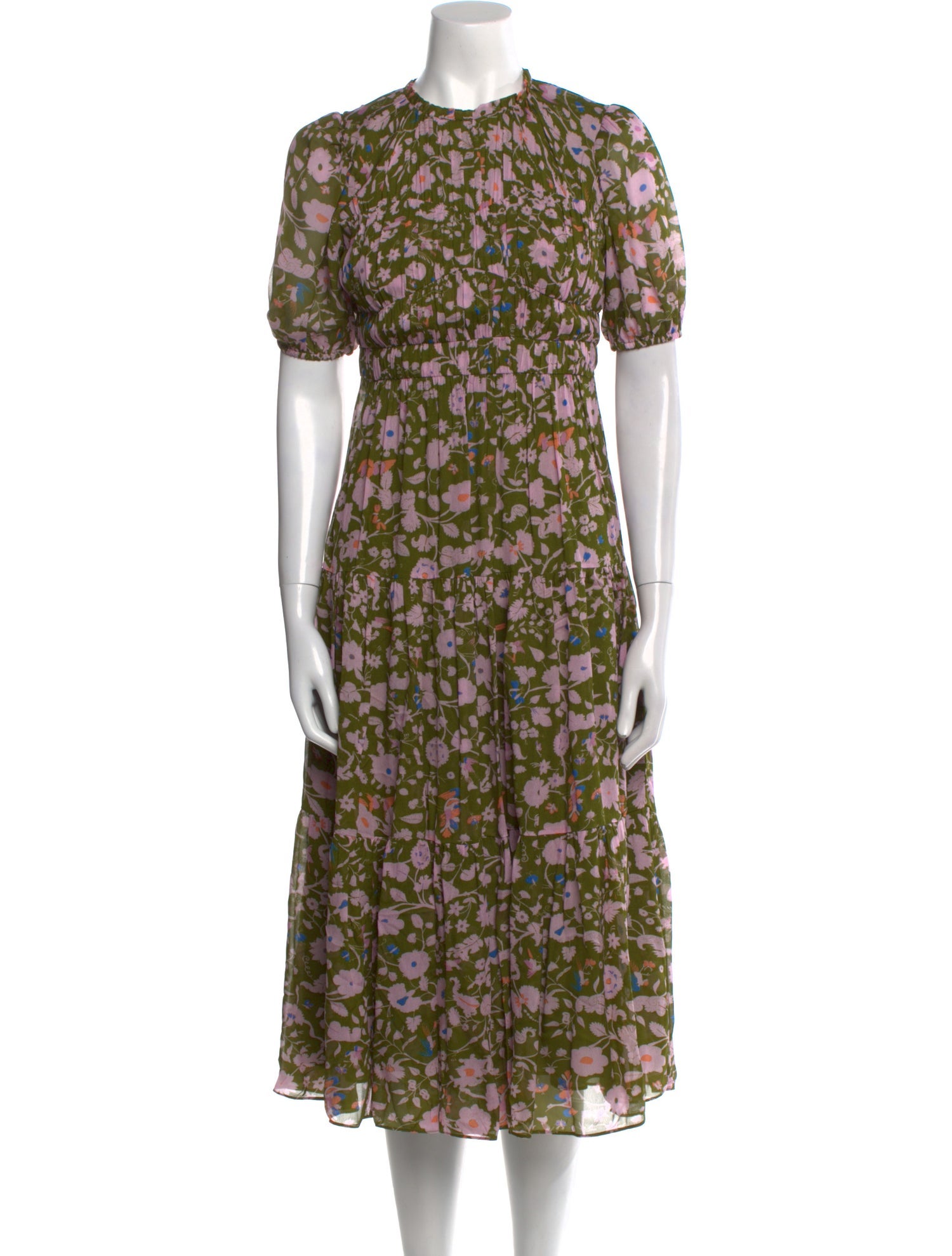 Diane von Furstenberg Floral Print Midi Length Dress