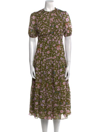 Diane von Furstenberg Floral Print Midi Length Dress