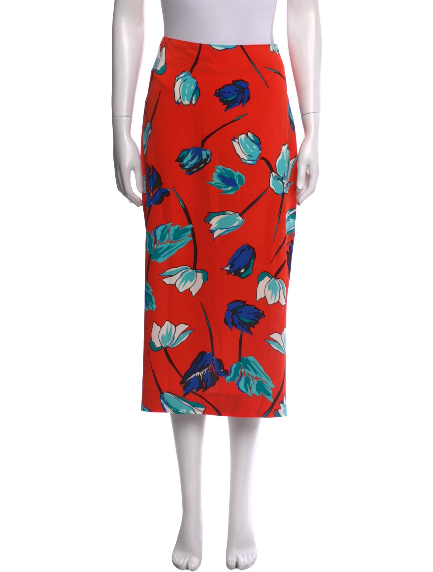 Diane von Furstenberg Floral Print Midi Length Skirt