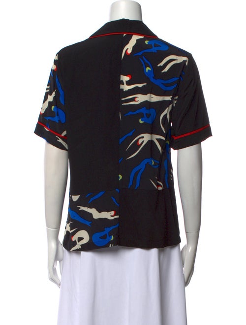 Diane von Furstenberg Printed V-Neck Button-Up Top