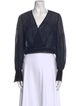 Diane von Furstenberg V-Neck Long Sleeve Crop Top