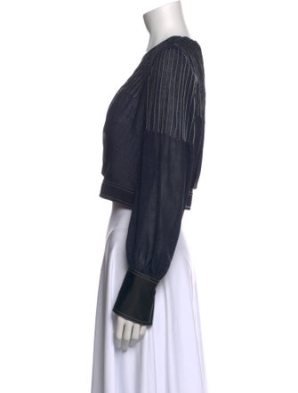 Diane von Furstenberg V-Neck Long Sleeve Crop Top