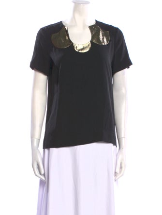 Diane von Furstenberg Silk Scoop Neck T-Shirt