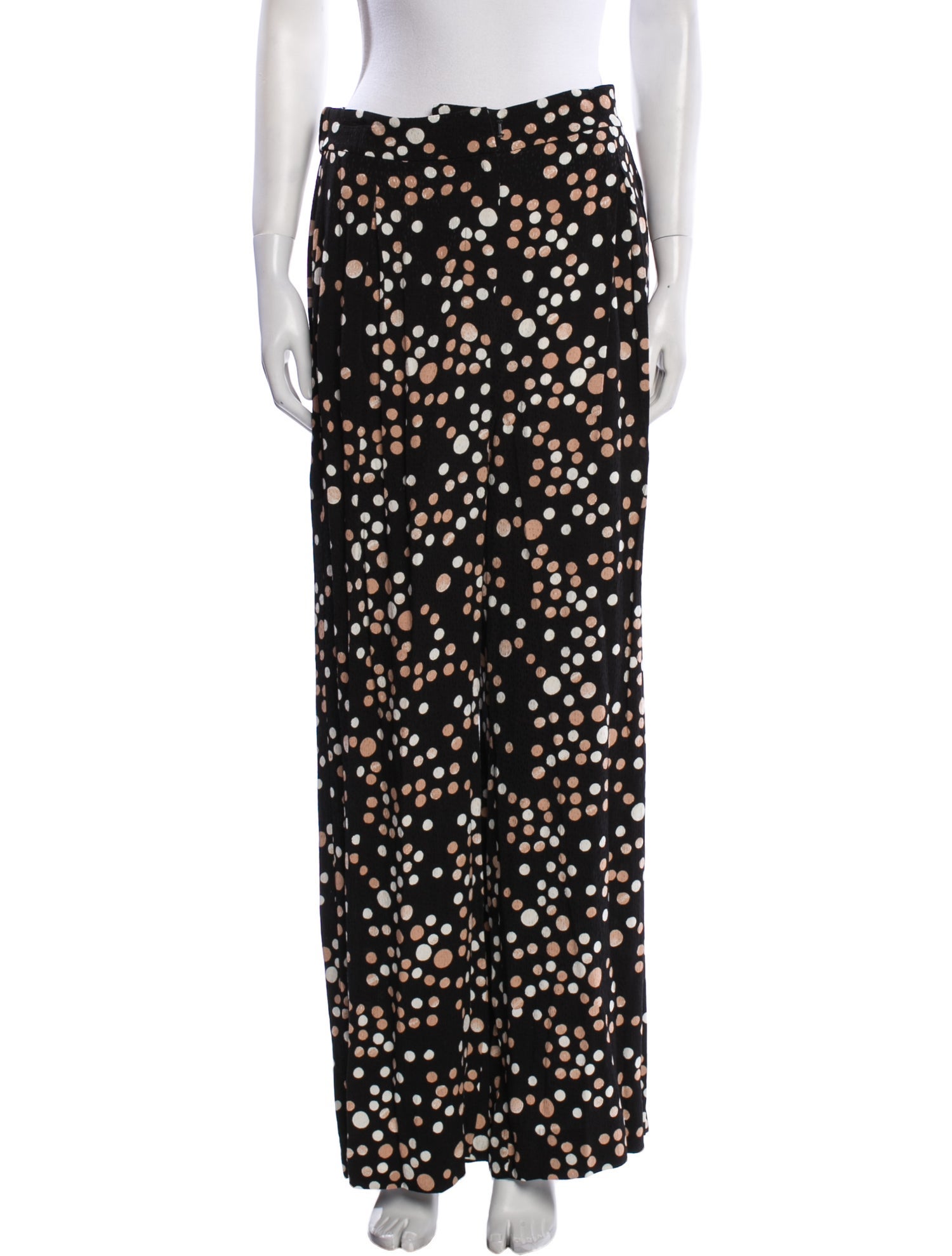 Diane von Furstenberg Polka Dot Print Wide Leg Pants