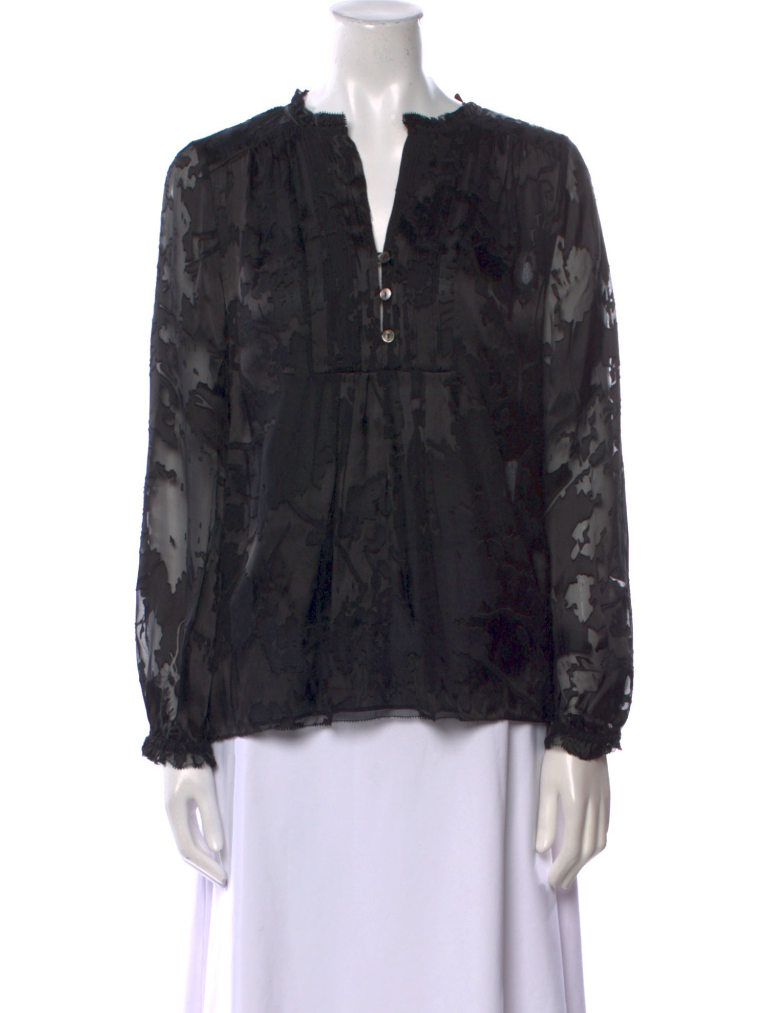 Diane von Furstenberg Lace Pattern V-Neck Blouse