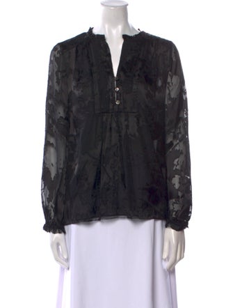 Diane von Furstenberg Lace Pattern V-Neck Blouse