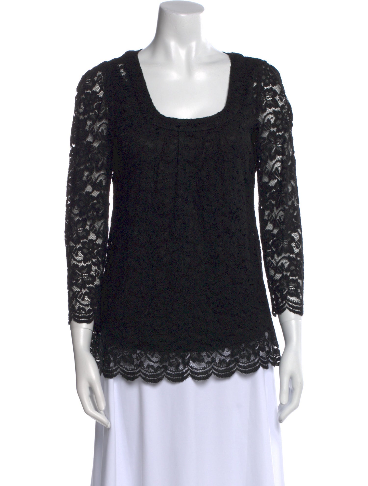 Diane von Furstenberg Lace Pattern Scoop Neck Top