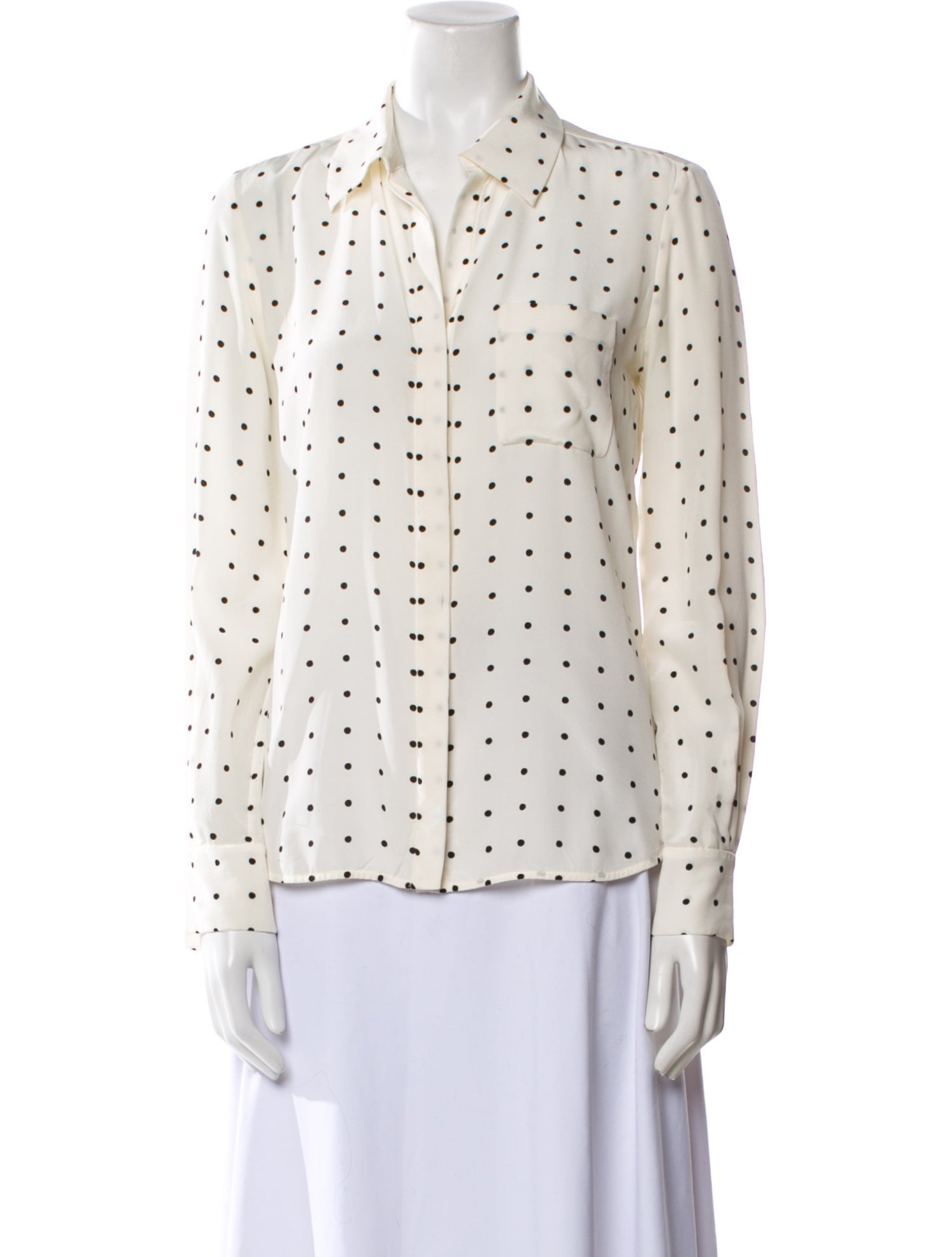 Diane von Furstenberg Polka Dot Print Long Sleeve Button-Up Top