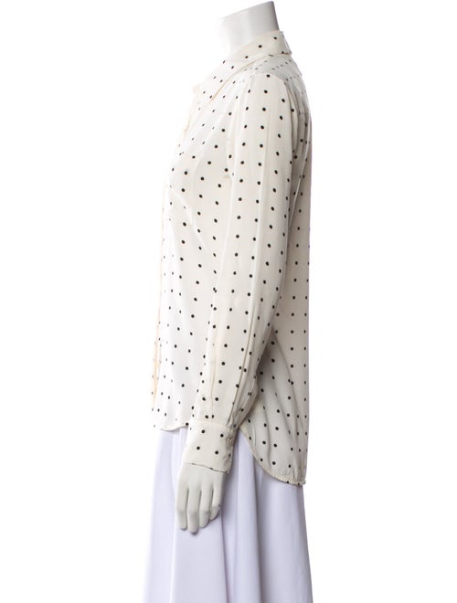 Diane von Furstenberg Polka Dot Print Long Sleeve Button-Up Top
