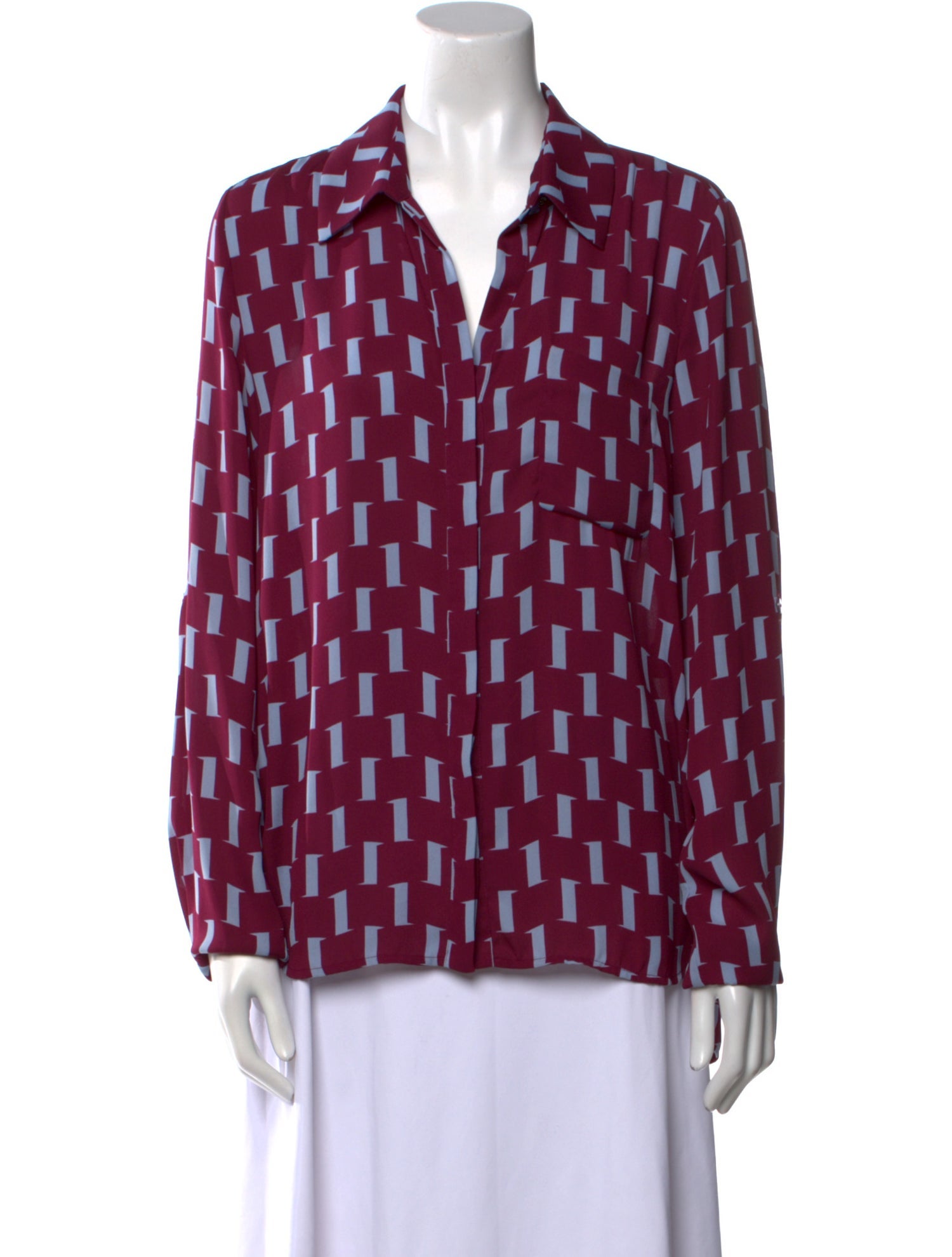Diane von Furstenberg Printed V-Neck Blouse