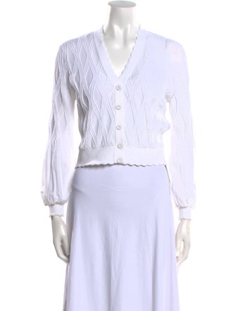 Diane von Furstenberg V-Neck Three-Quarter Sleeve Crop Top