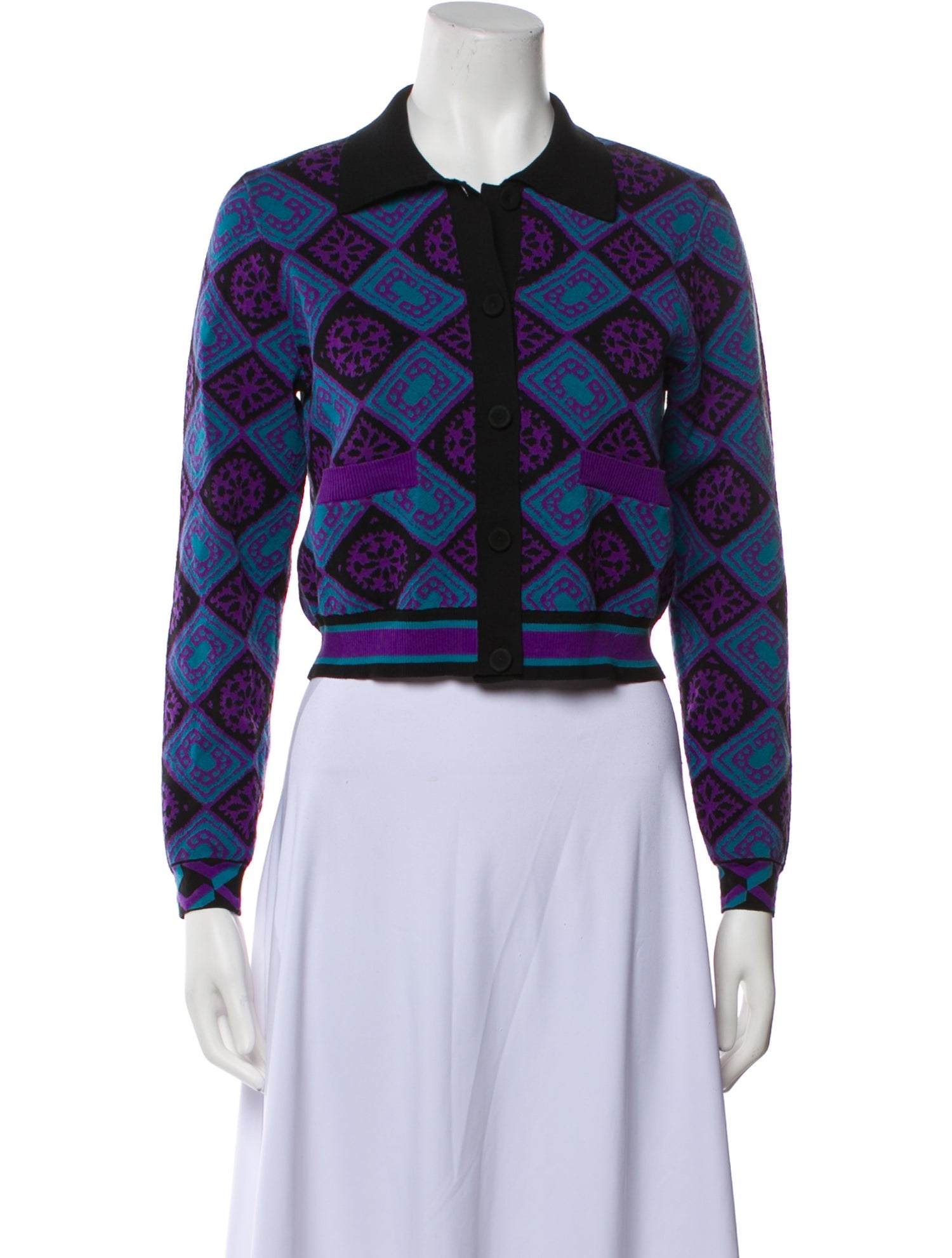 Diane von Furstenberg Printed Long Sleeve Button-Up Top