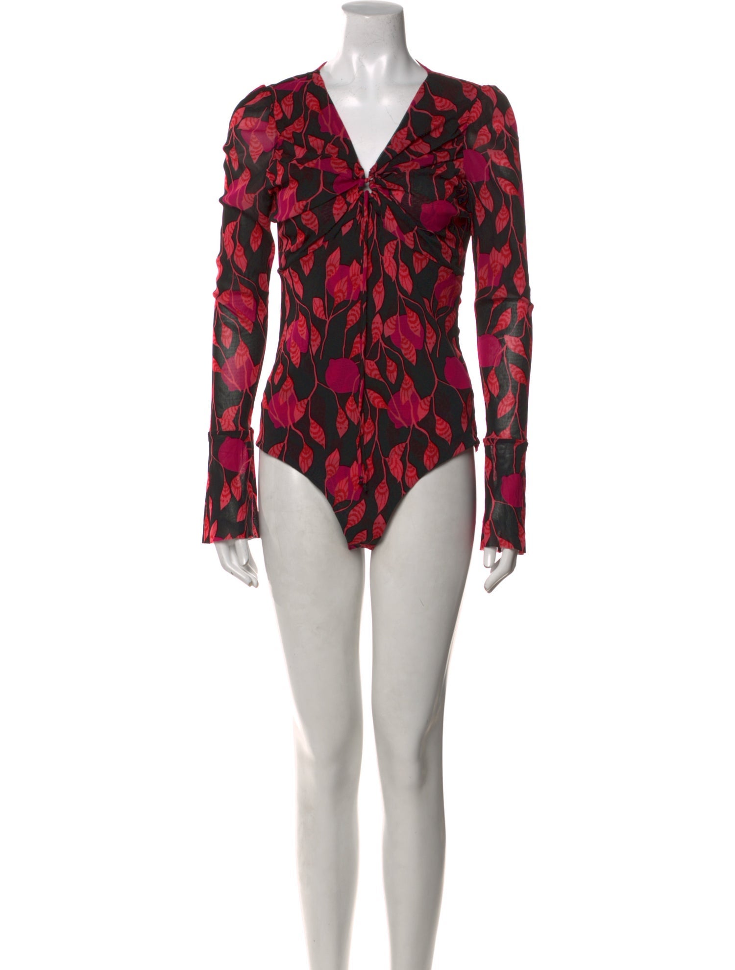 Diane von Furstenberg Floral Print V-Neck Bodysuit