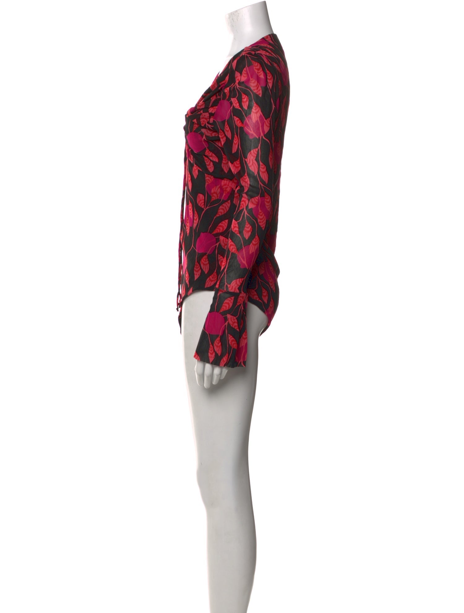 Diane von Furstenberg Floral Print V-Neck Bodysuit