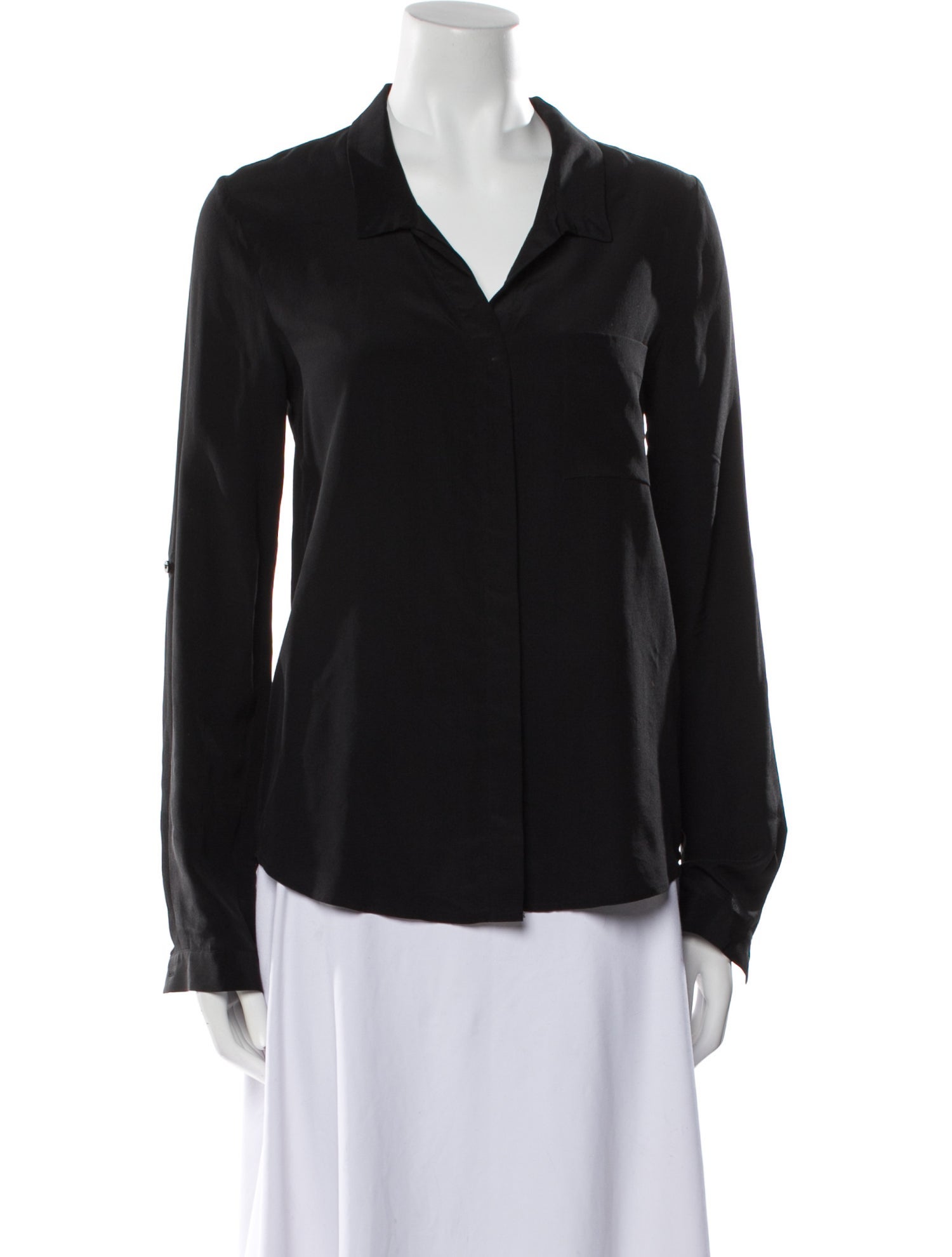 Diane von Furstenberg Silk V-Neck Button-Up Top