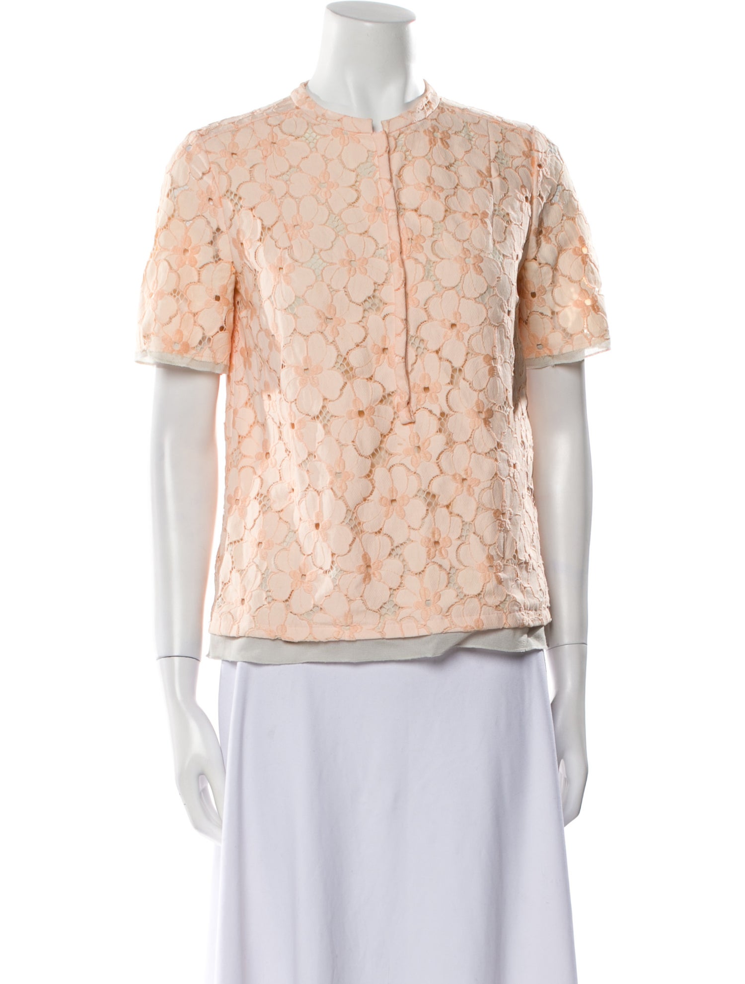 Diane von Furstenberg Lace Pattern Crew Neck Blouse