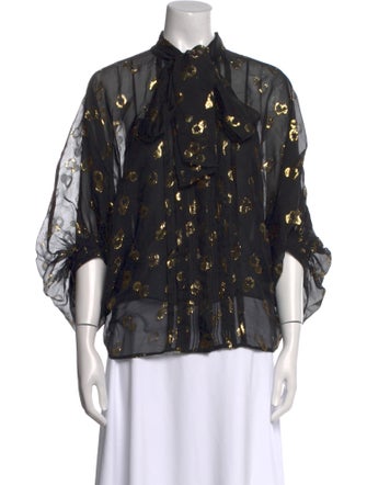 Diane von Furstenberg Printed Mock Neck Button-Up Top