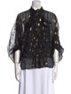 Diane von Furstenberg Printed Mock Neck Button-Up Top