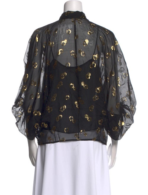 Diane von Furstenberg Printed Mock Neck Button-Up Top