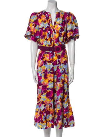 Diane von Furstenberg Floral Print Midi Length Dress
