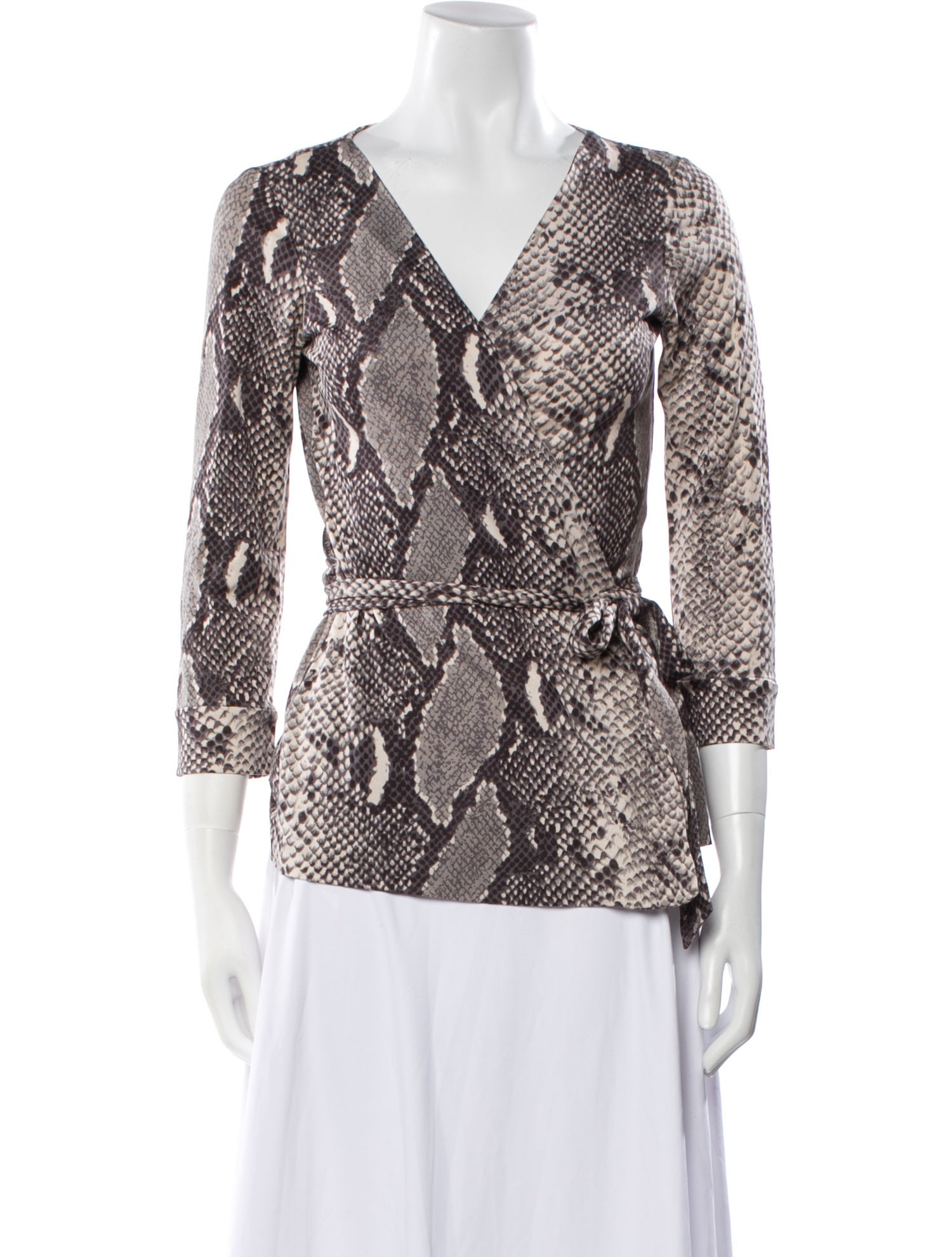 Diane von Furstenberg Animal Print V-Neck Blouse