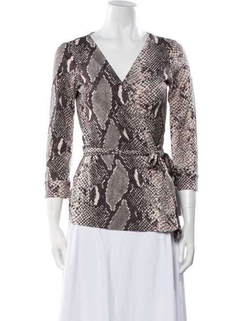 Diane von Furstenberg Animal Print V-Neck Blouse