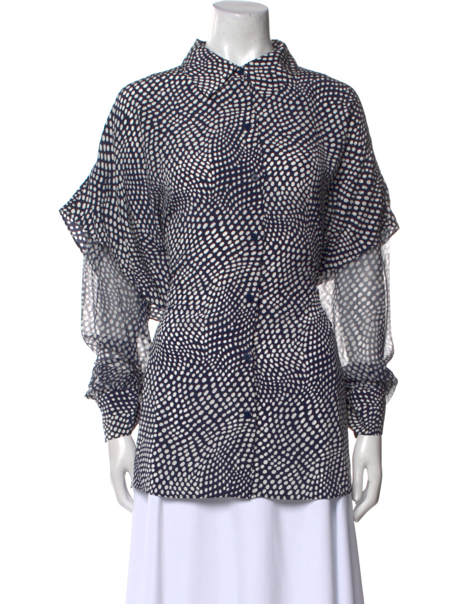 Diane von Furstenberg Silk Polka Dot Print Button-Up Top