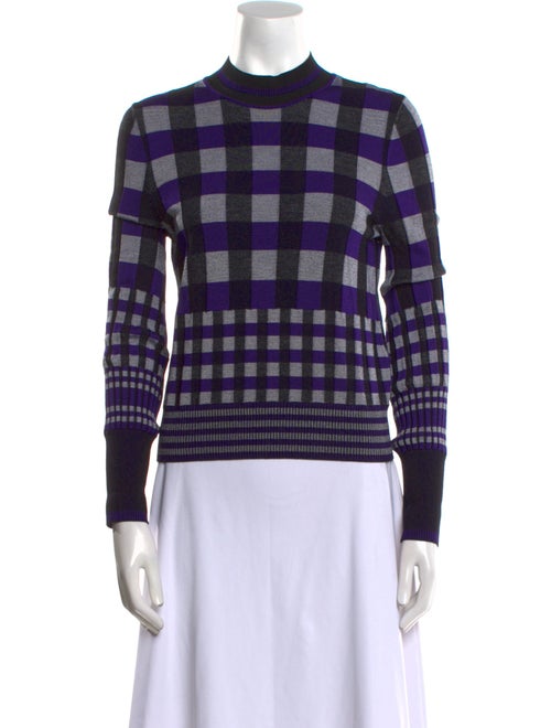 Diane von Furstenberg Plaid Print Crew Neck Sweater