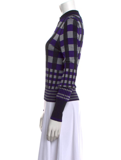 Diane von Furstenberg Plaid Print Crew Neck Sweater
