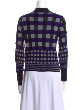 Diane von Furstenberg Plaid Print Crew Neck Sweater