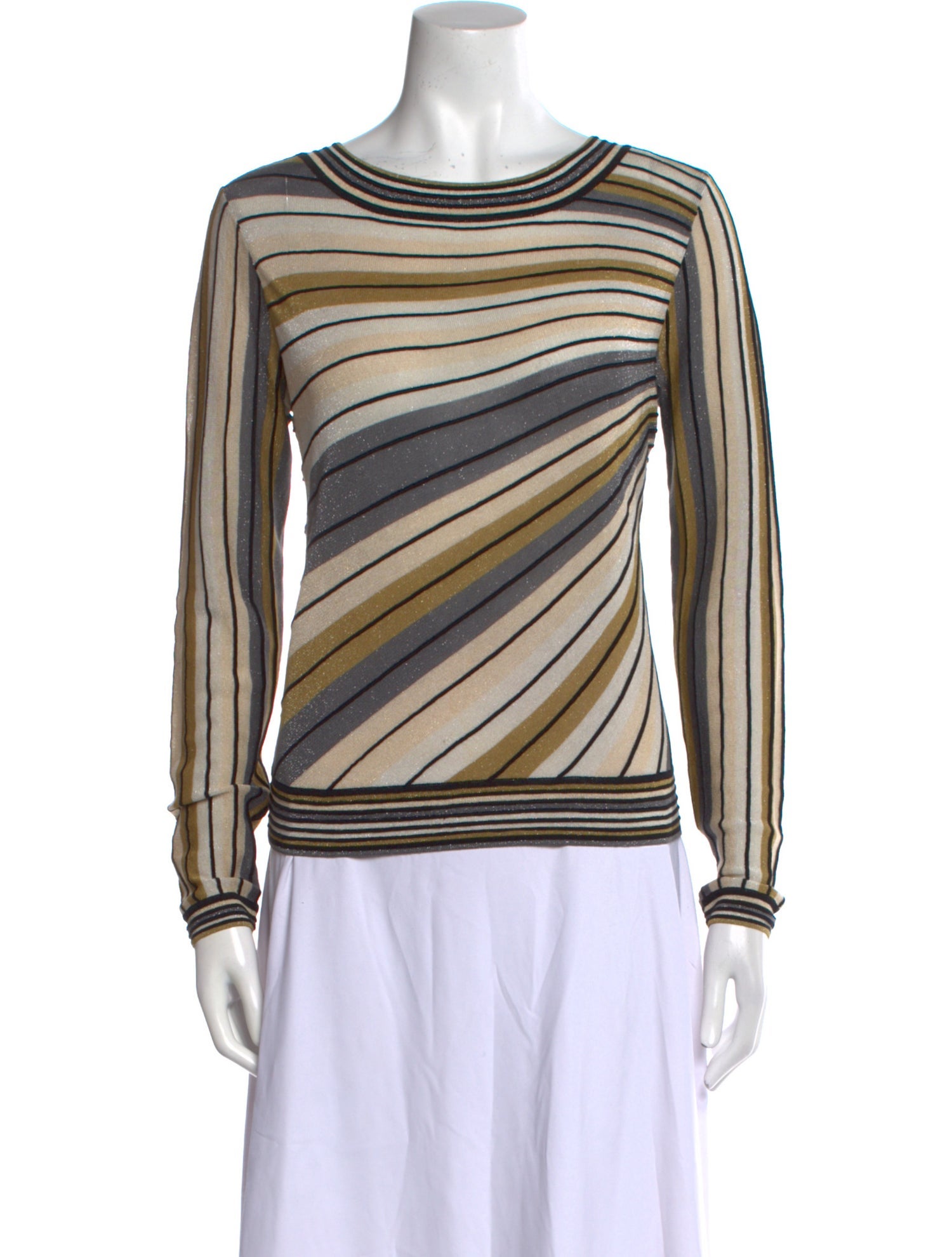 Diane von Furstenberg Striped Bateau Neckline Sweatshirt